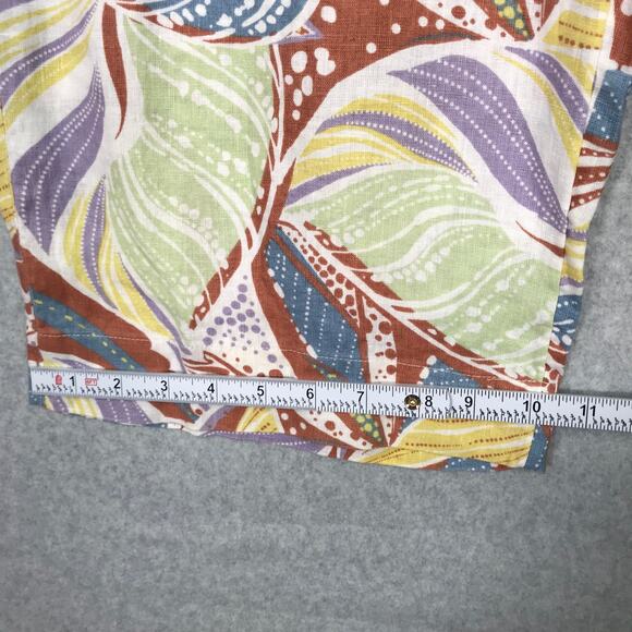 C&C California Pants Womens Medium Linen Wide Leg Crop Flowy High Rise Tropical - Picture 8 of 11